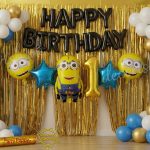 Decorish Blue White and Gold Minions - Happy birthday Decoration set