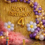 Decorish Purple, Golden and Confetti balloons - Happy Birthday decoration set - Premium