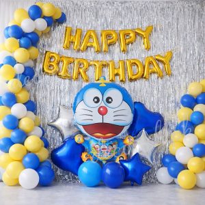 Decorish white blue and Yellow- Happy Birthday decoration set