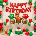 Decorish white green and red Dinosaur- Happy birthday decoration set