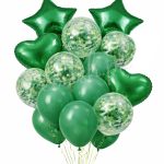 Decorish Green Foil Confetti Latex Balloon Decoration Set - 14 pc decoration set