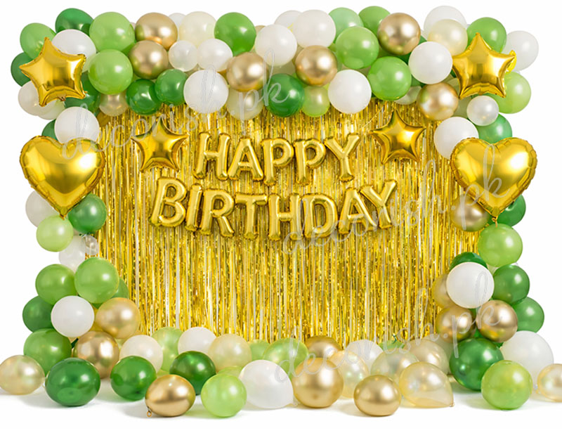 Decorish Green White Happy Birthday Decoration Set Classic