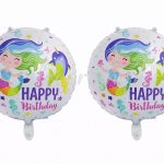 Mermaid Happy Birthday Round Balloons  - 2 Balloons Set