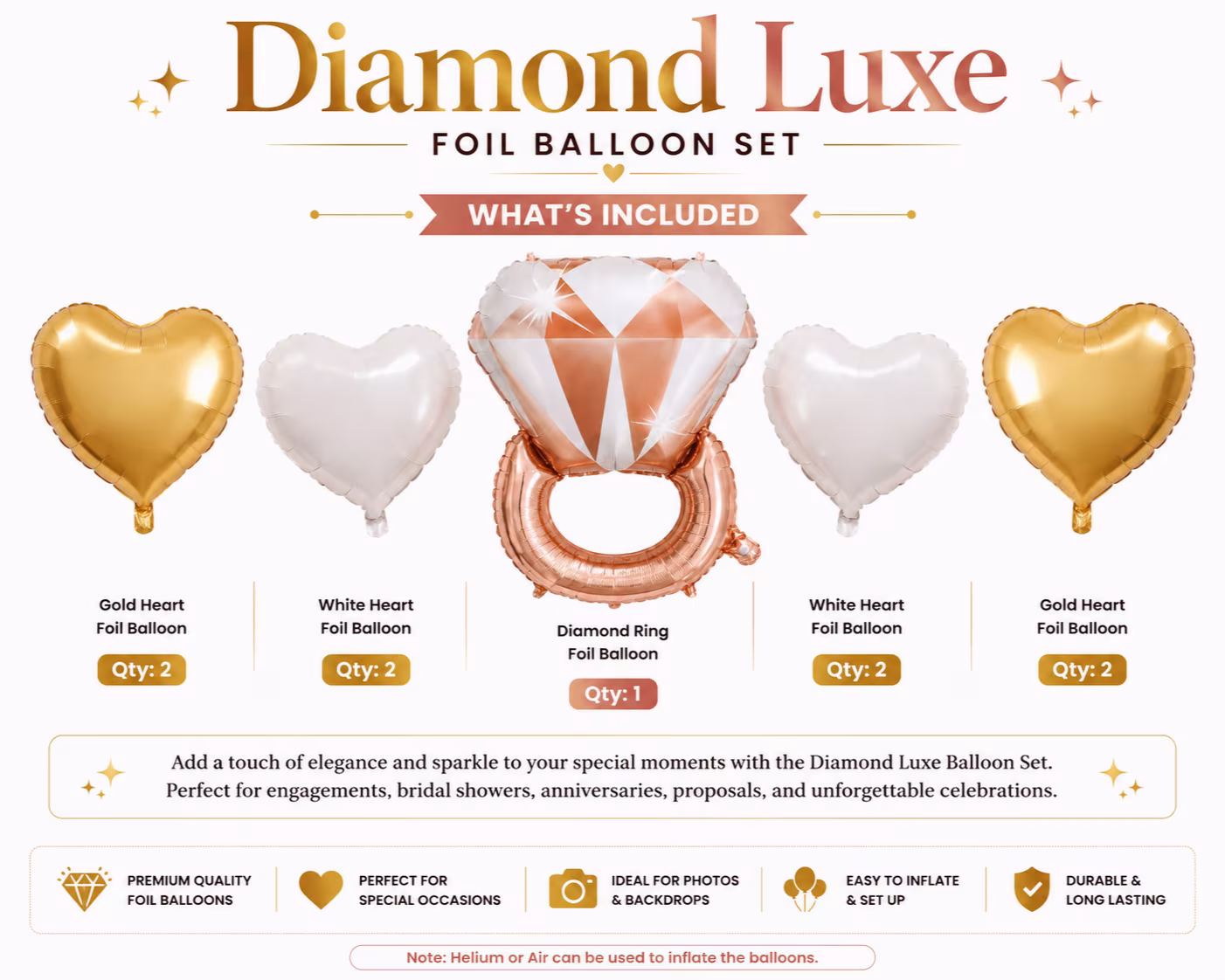 Diamond Ring Love Balloon Inverntory Set/decorish.pk