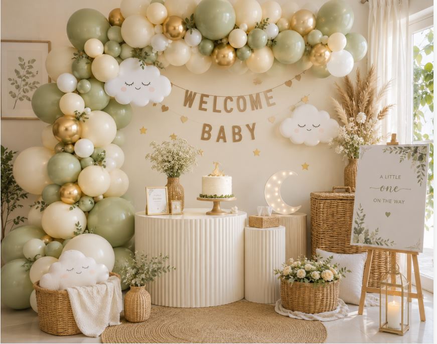 Gender-neutral welcome baby decoration ideas for baby shower and aqiqah/decorish.pk
