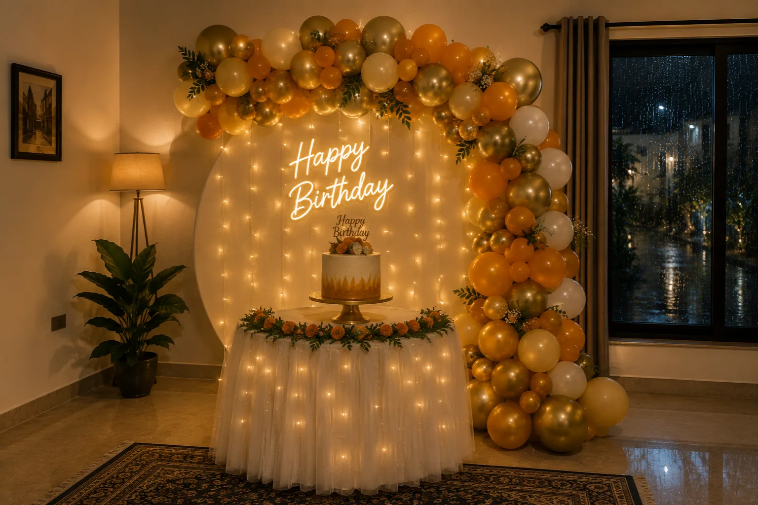 Cake table as the main focal point in an affordable party setup/decorish.pk
