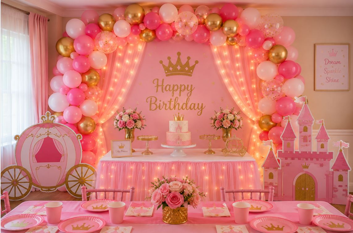 Complete themed birthday party setup with coordinated decorations and props/decorish.pk