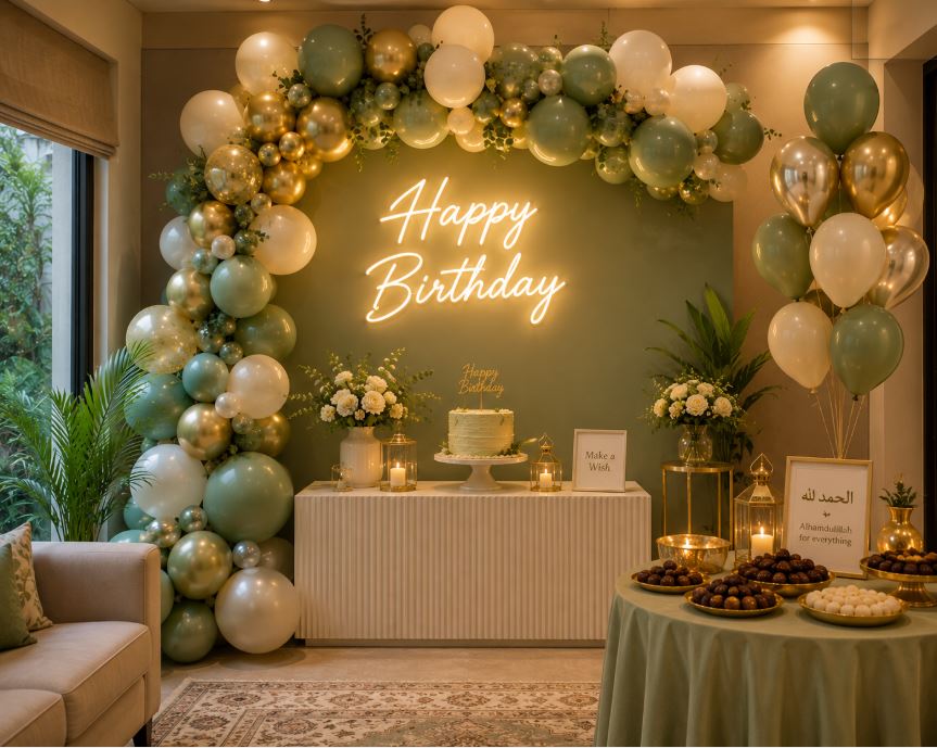 Earth-tone birthday decoration theme popular in Islamabad parties/decorish.pk