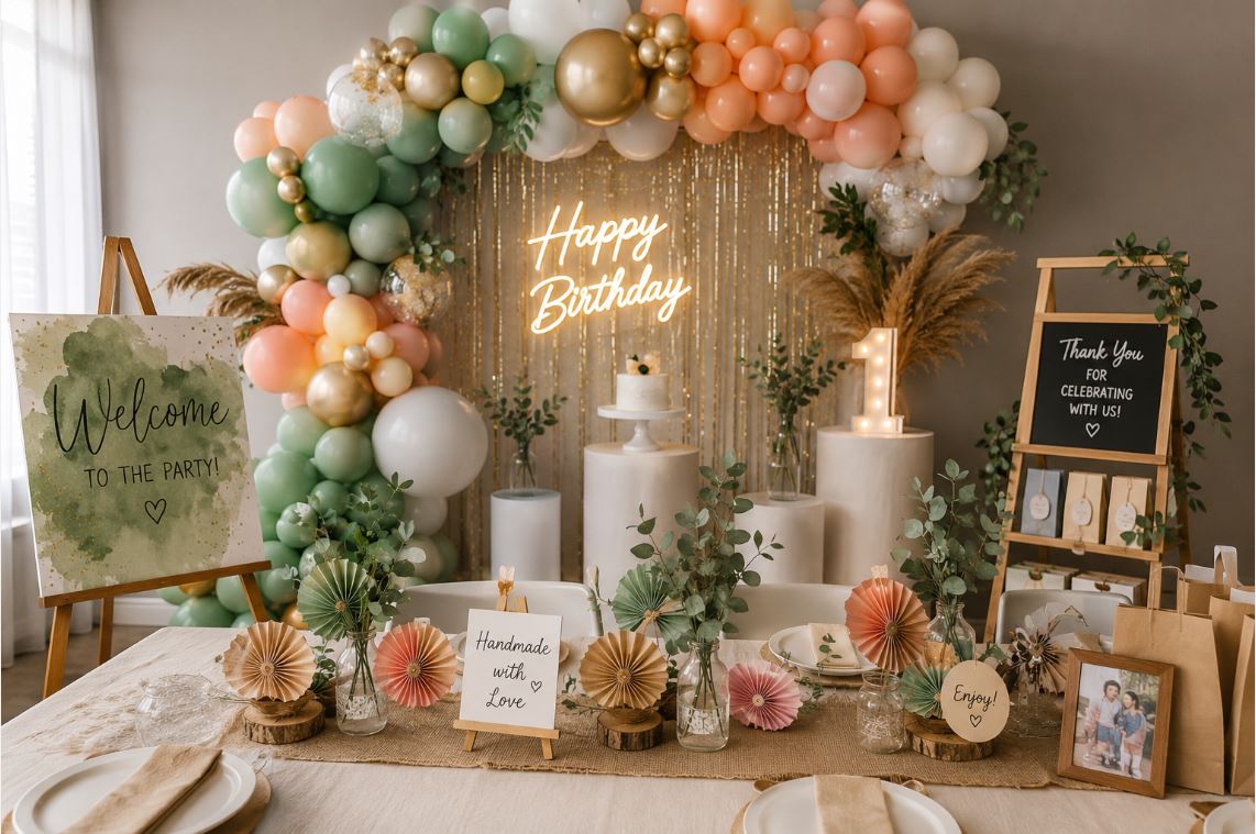 Party decorated using both DIY and store-bought decorations together/decorish.pk
