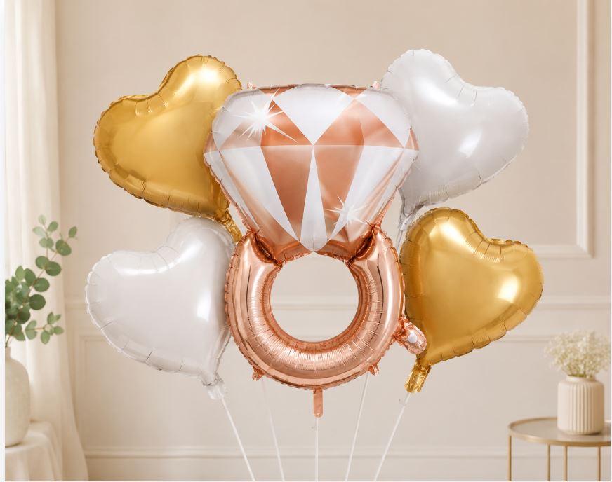 Diamond Ring Love Balloon Set/decorish.pk