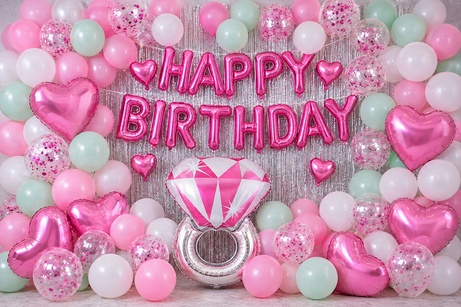 pink diamond ring happy birthday decoration set by decorish
