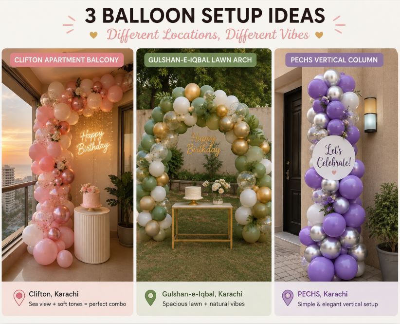 Balloon decoration ideas across different Karachi neighborhoods/decorish.pk