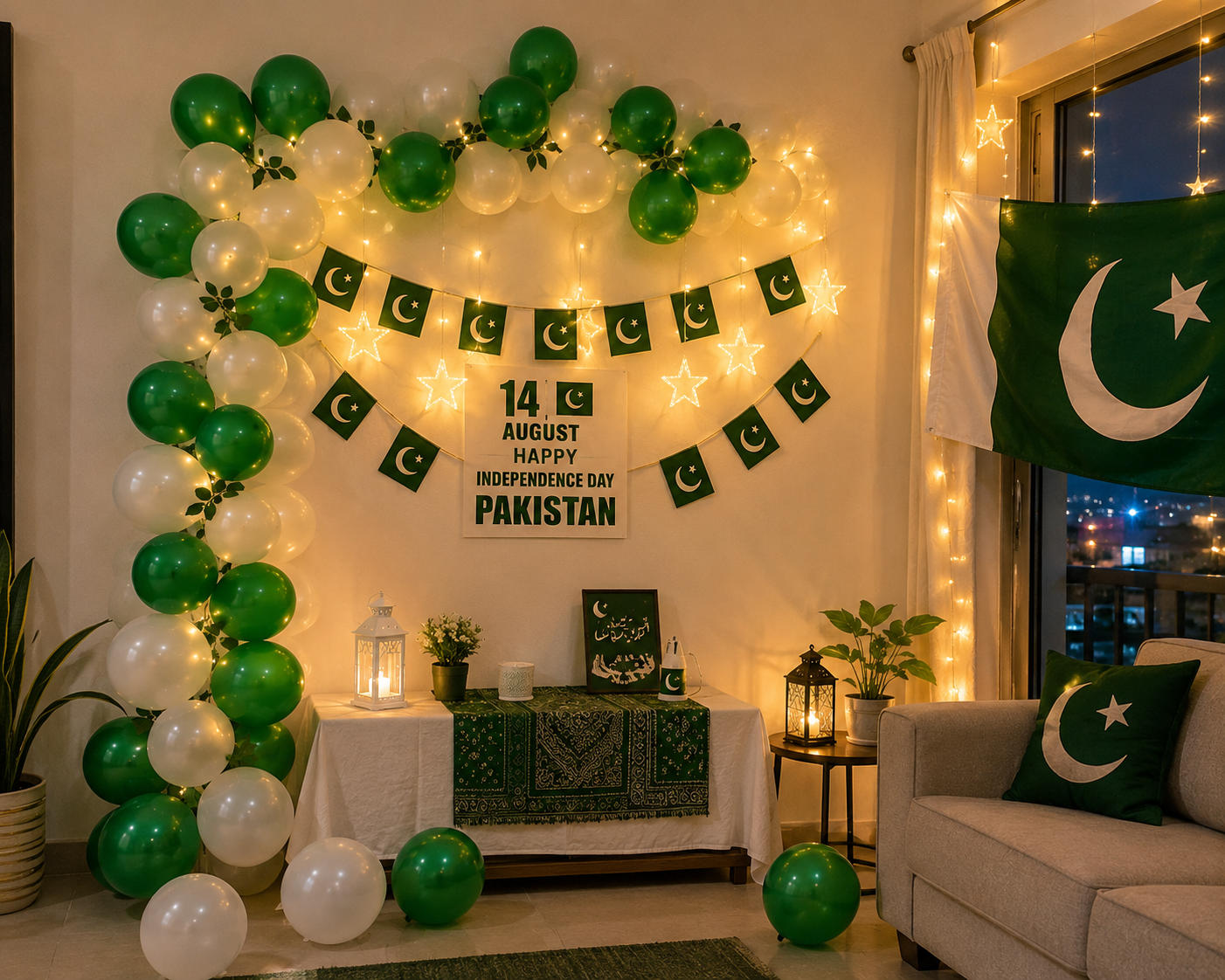 14 August / Independence Day Decoration Ideas (Green & White)