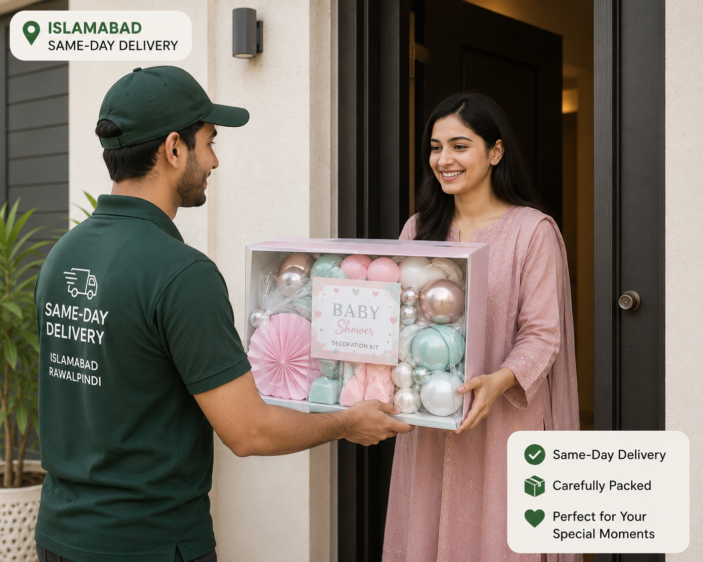 Same-day delivery of baby shower decoration supplies in Islamabad/decorish.pk