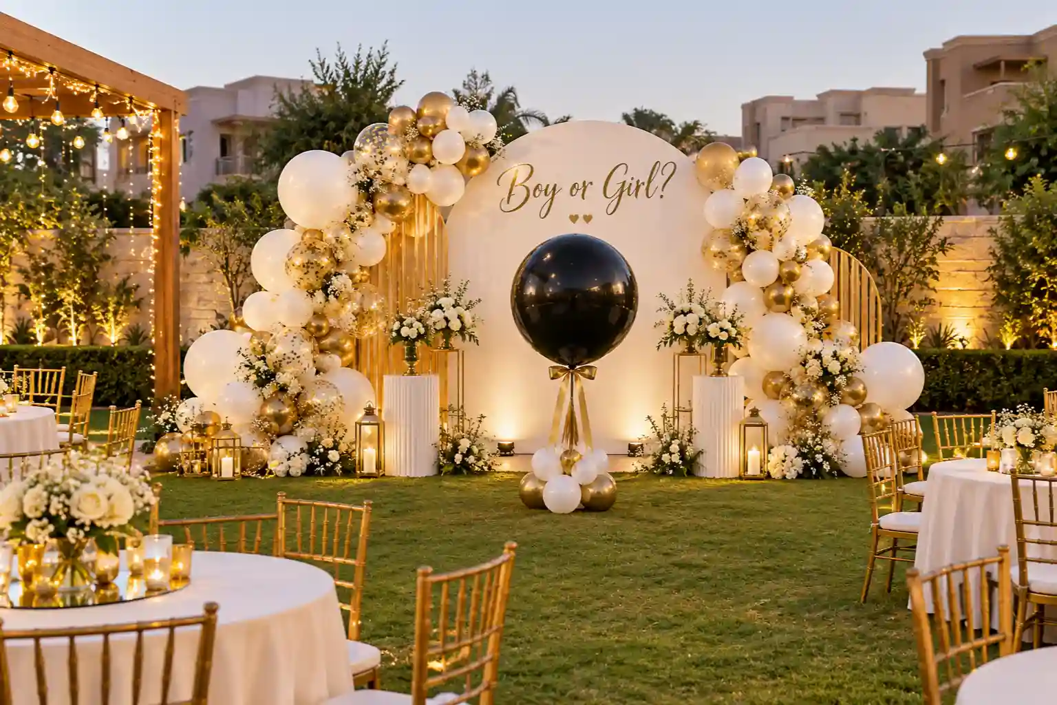 Outdoor gender reveal decoration setup on a Rawalpindi lawn/decorish.pk