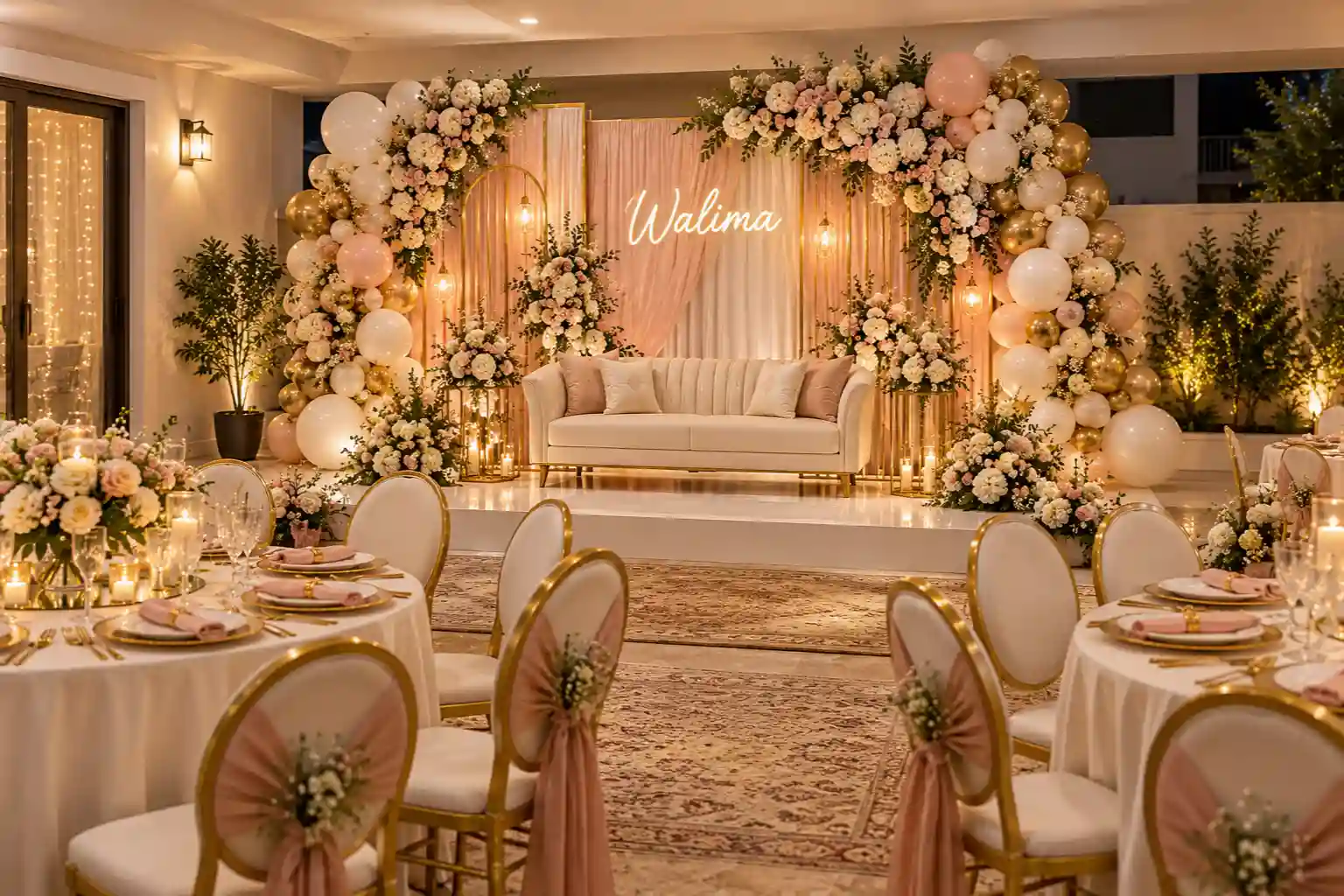 Timeless shaadi decoration ideas 2026 in gold and maroon/decorish.pk