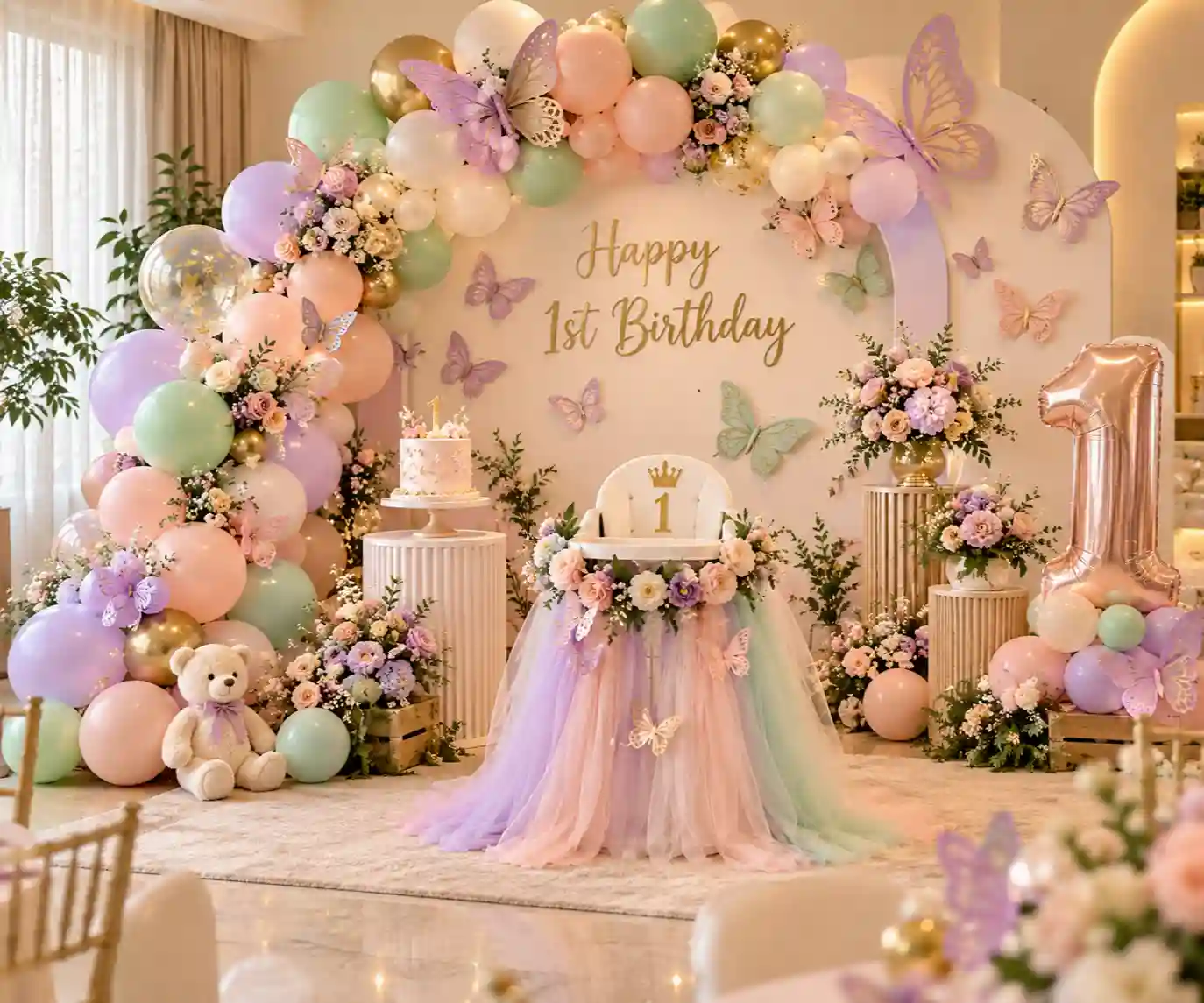Butterfly garden first birthday theme decoration for girls/decorish.pk
