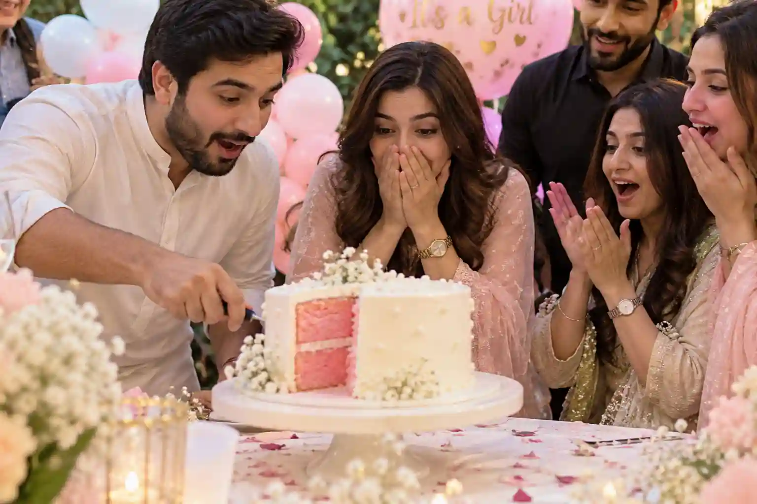 Cake reveal method for gender reveal decoration ideas Pakistan/decorish.pk