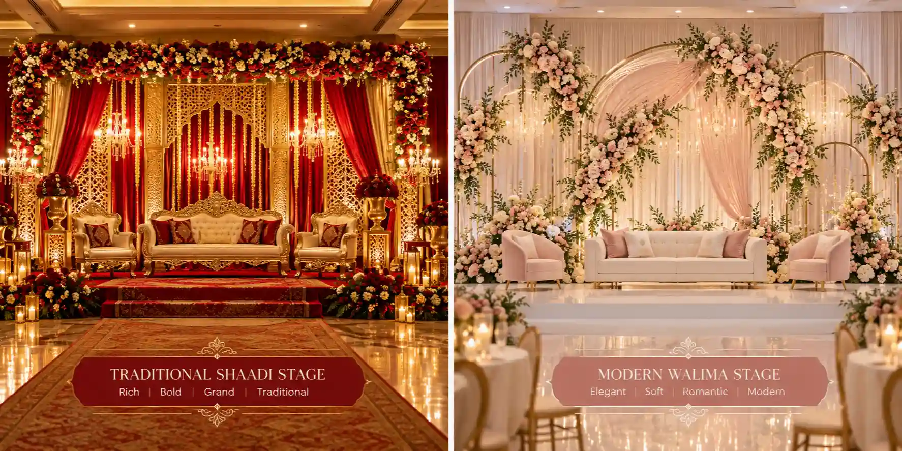 Comparing shaadi versus walima decoration ideas 2026/decorish.pk
